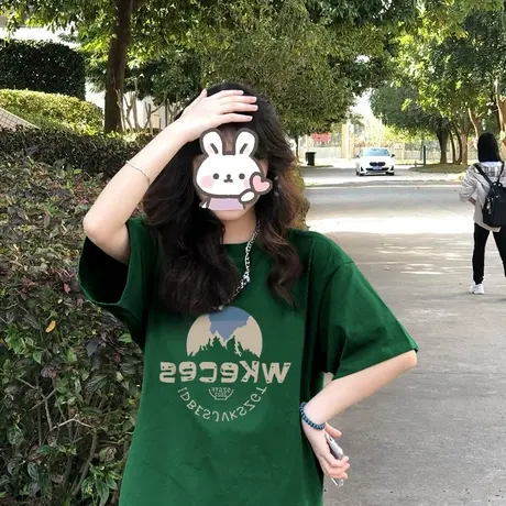 重磅纯棉短袖t恤女夏季美式复古小个子oversize潮牌宽松半袖上衣商品大图