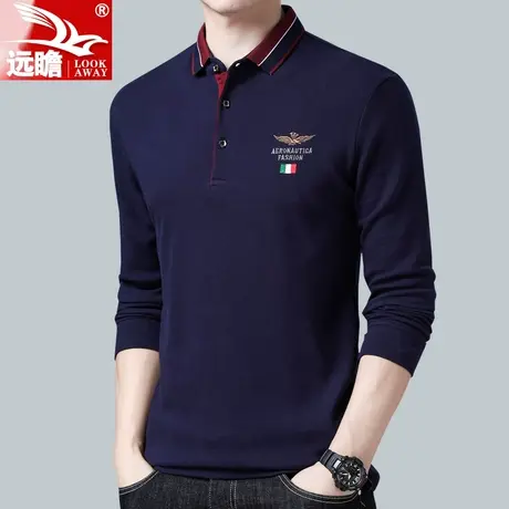 t恤男2023新款翻领潮流休闲潮牌男款春秋季长袖体恤衣服polo衫男商品大图