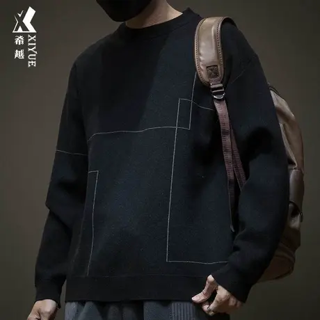 2023秋冬新款黑色毛衣男爆款针织衫上衣男士打底冬装大码线衫男装商品大图
