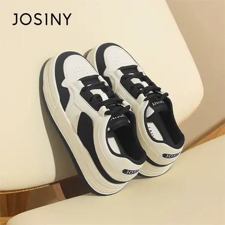 Josiny/卓诗尼板鞋女2024春季新款休闲鞋子女百搭厚底港风小白鞋商品大图