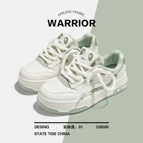 Warrior/回力大头面包鞋女2024春季新款厚底小白鞋小众原创板鞋子图片