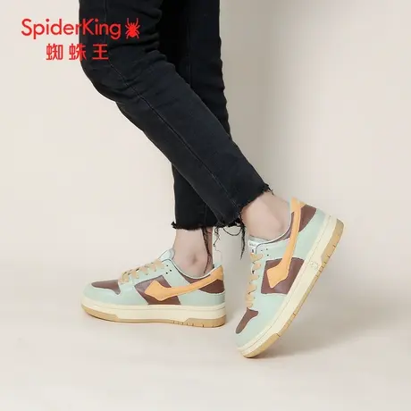 SPIDER KING/蜘蛛王女板鞋真皮2023秋商场新款运动休闲拼色透气潮图片