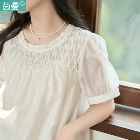 茵曼2023新款衬衫女夏款设计感小众洋气上衣外穿衬衣莱赛尔天丝商品大图