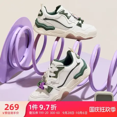 骆驼女鞋2023年秋季新款潮流百搭小白鞋女厚底设计感休闲板鞋女款商品大图