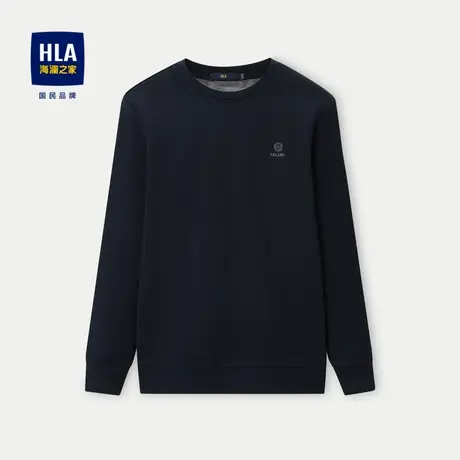 【加绒加厚】HLA/海澜之家针织衫2023秋冬新款圆领刺绣毛衣上衣男图片
