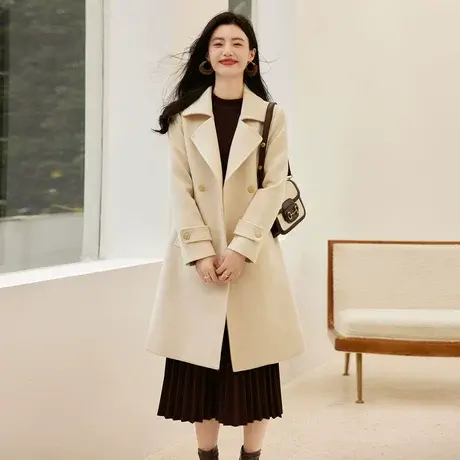 时尚气质长款毛呢大衣冬季新款淑女温柔减龄中长款宽松外套商品大图