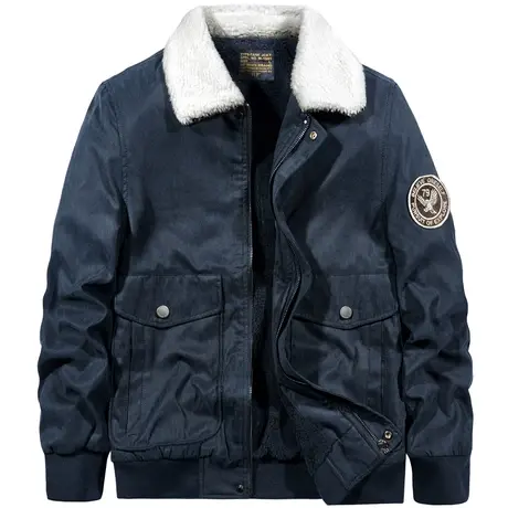 VIP冬季棉衣男潮加绒加厚翻领休闲夹克仿羊羔绒工装外套冬装棉袄商品大图