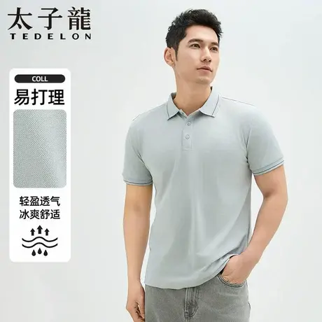 TEDELON/太子龙2025年夏季新款男士轻商务休闲翻领短袖印花POLO衫图片