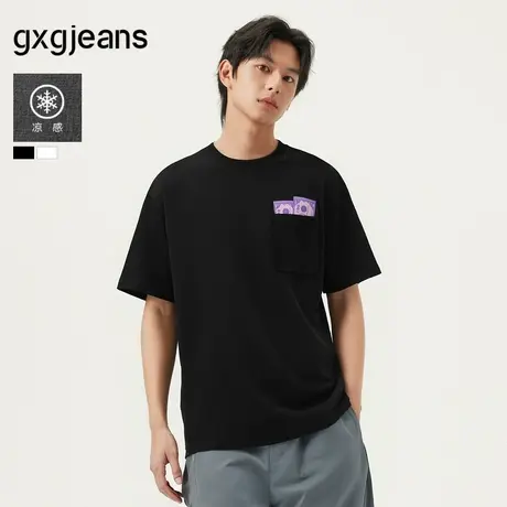 【凉感】gxg.jeans男装 胸袋趣味印花潮流宽松短袖t恤男 25夏新品图片