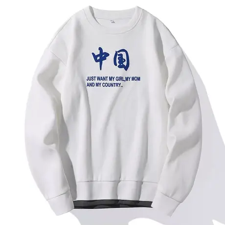 男士长袖卫衣新春季2022新款圆领潮宽松百搭男装休闲国潮印花外套商品大图