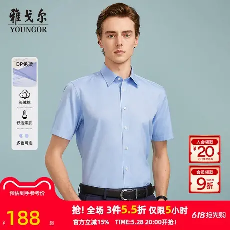 【DP免烫】D系雅戈尔衬衫夏季商务休闲柔软舒适纯棉衬衣短袖衬衫图片
