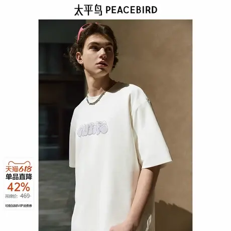 太平鸟男装季新款休闲重磅短袖T恤 B2CNE2437图片