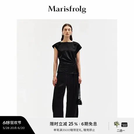 【精简美学】玛丝菲尔夏季时尚优雅捏褶修身设计感上衣女图片