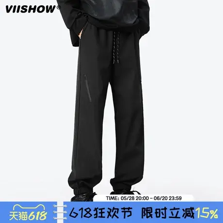 VIISHOW卫裤男款春季新款美式高街裤子潮牌痞帅直筒微喇裤高级感商品大图