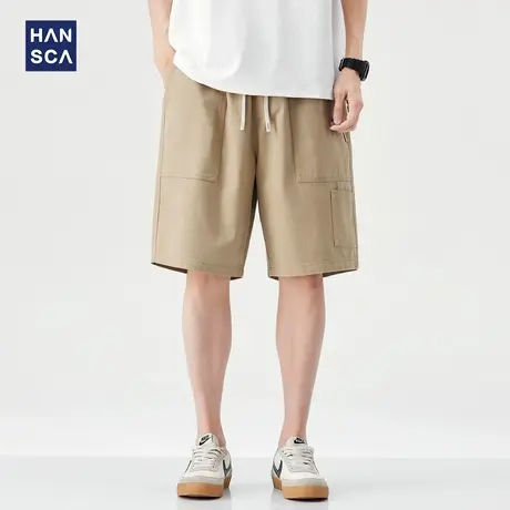 hansca简约日常休闲短裤男2025夏季轻薄透气垂感抗皱百搭五分裤子图片