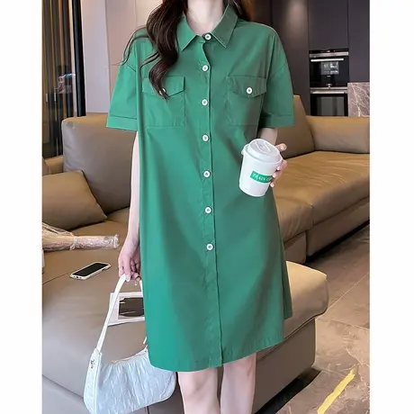 唐狮Polo连衣裙女新款小个子气质女装短袖衬衫裙休闲百搭裙子女r2图片