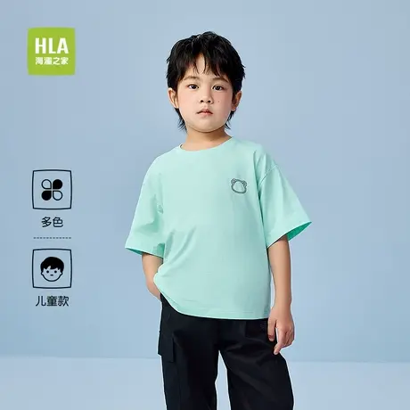 HLA/海澜之家panda wowo熊猫短袖T恤25春夏新款卡通印花男女童装商品大图
