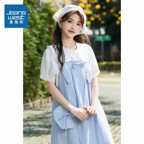 N8真维斯女装 2025夏季新款 日常甜美可爱优雅娃娃领女装套装裙图片