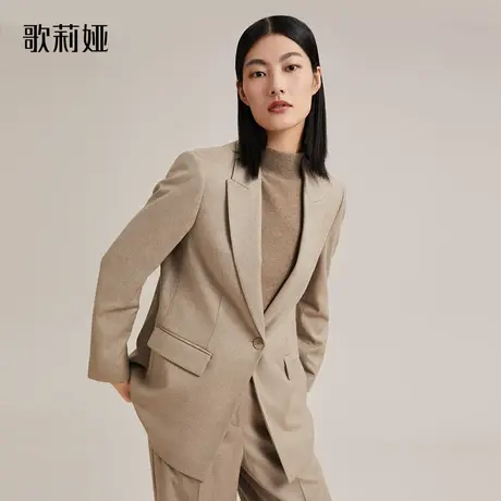 歌莉娅中长款外套MV春秋季新款高级感羊毛通勤职场西装图片