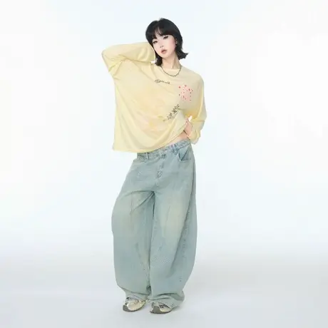 宽松微透薄款印花长袖T恤女夏季新款天丝冰凉感物理防晒罩衫上衣图片