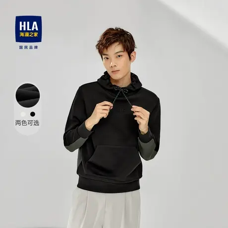 HLA/海澜之家立体字母运动感保暖卫衣秋冬季抽绳连帽上衣T恤男士图片
