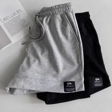 居家外穿跑步阔腿裤子女夏天2023新款薄款韩版松紧腰运动休闲短裤商品大图