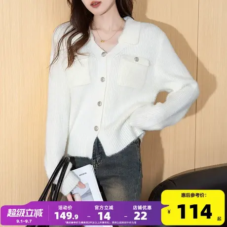 唐狮2025秋冬新款女毛衣简约气质风翻领开衫套头毛衣软糯好看商品大图