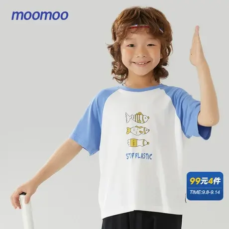 美特斯邦威童装短袖T恤男童夏季拼接时尚印花舒适上衣商品大图