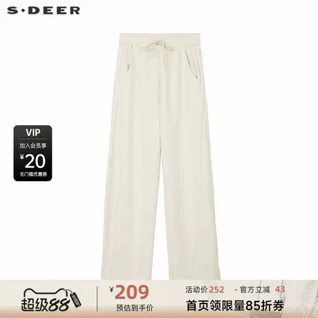 sdeer圣迪奥女装抽绳松紧插袋拼接萝卜裤长裤S234Z0806商品大图