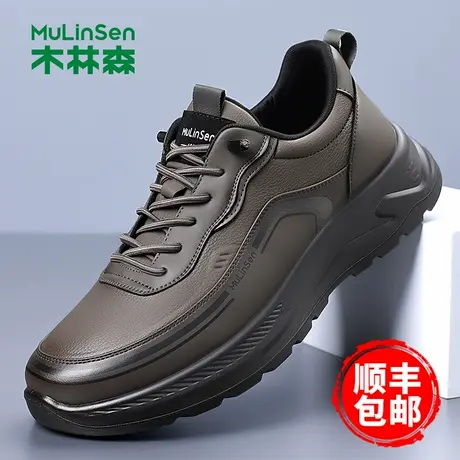 木林森男鞋2025冬季新款软底加棉百搭时尚潮流运动皮鞋男休闲鞋男商品大图