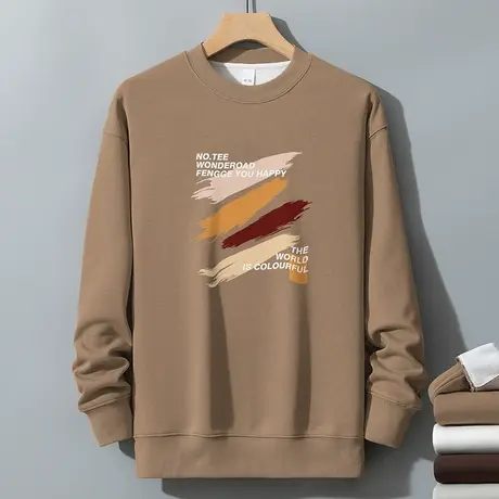 350g重磅圆领卫衣男生2023新款摇粒绒无帽长袖t恤秋冬宽松打底衫商品大图