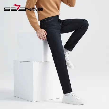 【复合加绒】柒牌男士牛仔裤冬季2022厚款商务休闲保暖通勤长裤子商品大图