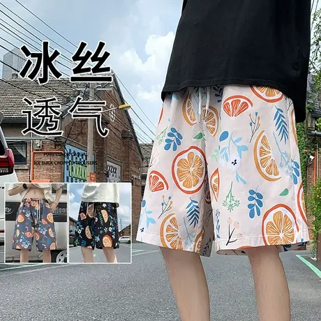 沙滩裤男夏季宽松大裤衩冰丝速干可下水五分潮流休闲薄款花短裤子商品大图