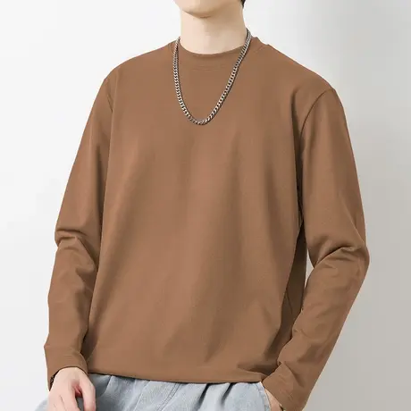 300g重磅德绒打底衫长袖t恤男圆领上衣服双面绒纯色小衫内搭体恤商品大图