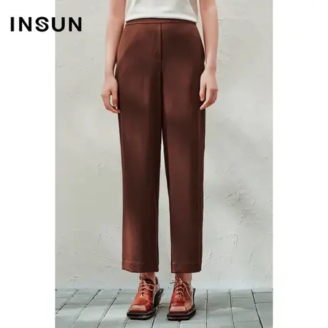 INSUN恩裳线上专选夏季醋酸混纺轻商务干练休闲裤图片