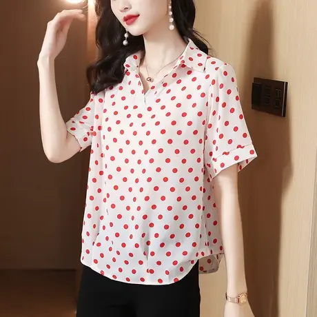 短袖雪纺衬衫女夏季2023年新款洋气高端别致气质小衫时髦韩版高贵商品大图