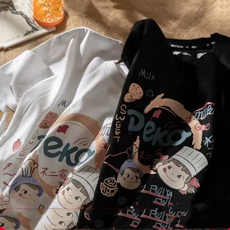 大码欧美潮牌短袖t恤女夏宽松超火cec原宿风卡通半袖上衣体恤ins图片