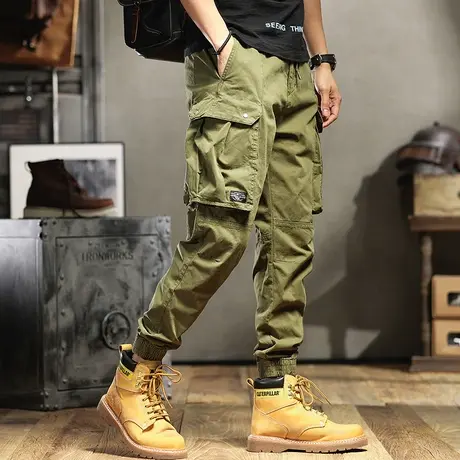 2022春季新款美式复古微锥工装裤男士潮流百搭休闲长裤潮牌束脚裤商品大图