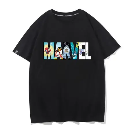秀洛漫威marvel蜘蛛侠钢铁侠雷神灭霸联名款衣服t恤上衣短袖半袖商品大图