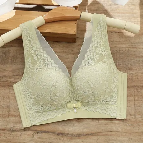 背心式文胸加厚蕾丝内衣女士小胸罩聚拢收副乳防下垂品牌专柜正品商品大图