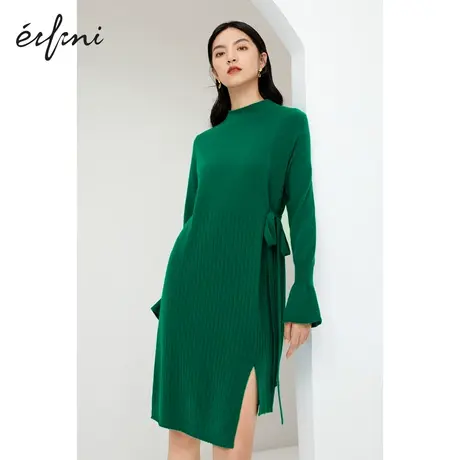 伊芙丽针织连衣裙2020年新款秋冬装轻奢名媛茶歇法式炸街显瘦裙子图片