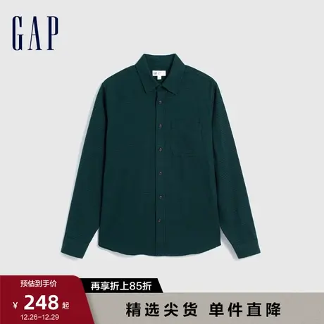 Gap男装春秋纯棉翻领美式长袖衬衫时尚经典款休闲舒适上衣750529图片