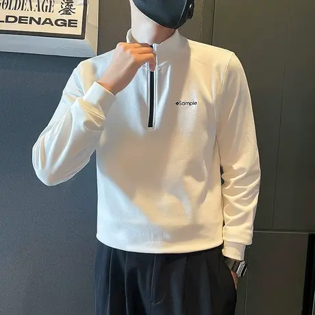 春秋季半高领打底衫卫衣长袖T恤半拉链秋装上衣内搭休闲INS体恤商品大图
