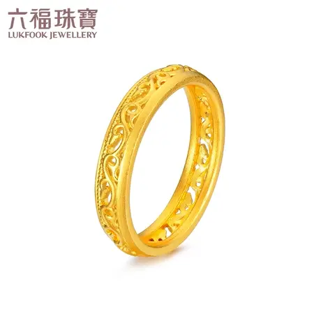 六福珠宝足金戒指镂空鸳鸯藤黄金闭口戒女戒送礼计价EZGTBR0003商品大图
