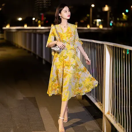 晚礼服裙子秋季女神范高级感气质高端名媛优雅花仙子宴会连衣裙女商品大图