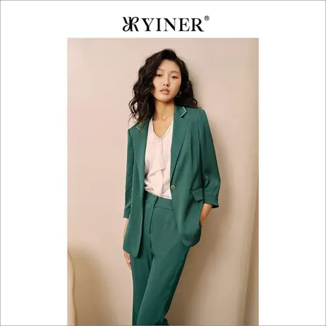 YINER音儿女装夏季时尚优雅通勤休闲西装短外套商品大图