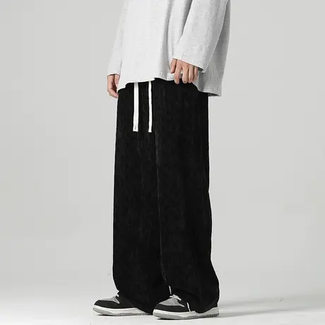 秋季男士休闲裤春秋款男生阔腿运动卫裤2023新款秋天微喇叭男裤子商品大图