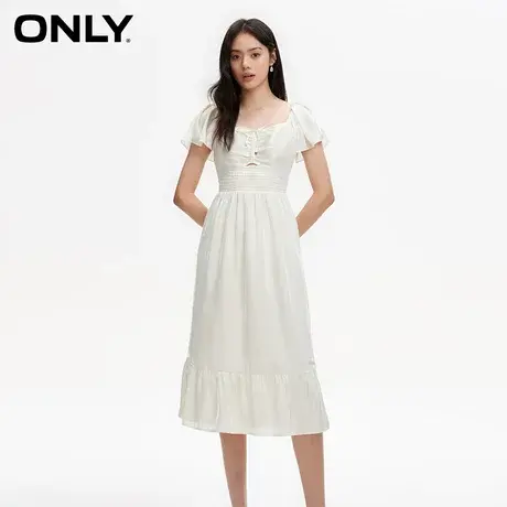 ONLY奥莱春季新款气质百搭中长款A字大方领连衣裙女图片