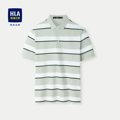 HLA/海澜之家经典翻领短袖Polo2024春夏新款撞色条纹透气短袖男图片