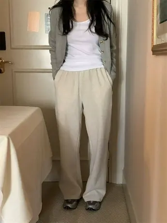 2024春季新款韩国东大门舒适百搭休闲洋气卫裤女时尚直筒阔腿裤潮商品大图